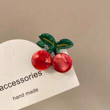 2 件水果形迷你发夹，西瓜和樱桃侧刘海发夹公主发饰（无卡）