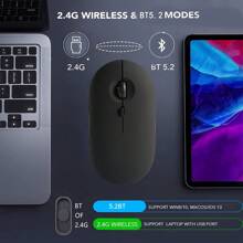 Mysz bezprzewodowa z możliwością ładowania, Bluetooth i połączenie 2,4 GHz przez mikroodbiornik USB, DPI regulowane 800/1200/1600, ergonomiczna, mysz bezprzewodowa do komputera PC//komputera/laptopa/