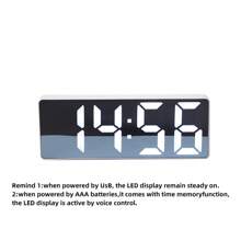 1pc Digital Clock, New LED Bedside Alarm Clock, Electronic Desktop Clock With Temperature Display, Voice Control, 12/24 Hour Format, Compact & Elegant Design, Suitable For Bedroom Decor (Batteries And Adapter Not Included), Birthday Gift, Graduation Gift, Dorm Decor, Back To School Gift, School Decor, Surprise Gift, Home Decor, Study Supplies