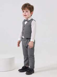BOARNSEORL Baby Boy Bow Front Shirt & Suspender Trousers - Multicolor - View 2