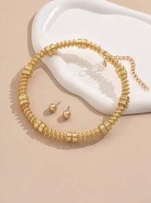 3pcs/Set Minimalist Geometric Earrings & Necklace Set For Women