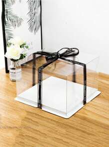 1件生日蛋糕盒透明蛋糕盒烘焙包装盒蛋糕盒/不含丝带（使用前请撕掉保护膜）