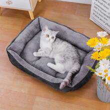1pc Square Pet Bed, Soft Short Plush Material With Non-Slip Bottom, Suitable For Small-Medium Cats And Dogs, All Seasons