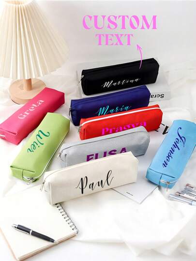 Personalized Minimalist Pencil Pouch, Customized Large Capacity Pencil Case, Portable Stationery Box Makeup Brush, Customized Gifts, Back To School, School Supplies, Shop Back To School,Customized Pen,Pencil & Marker Cases,Easy Comfort