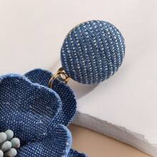 1 Pair Vintage Fabric Camellia Elegant Daily Commute Earrings