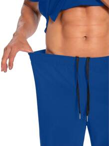 Men's Short Sleeve Work Uniform, Veterinary/Pet Grooming Service Outfits With Pockets, Breathable Suit - Blue - View 8