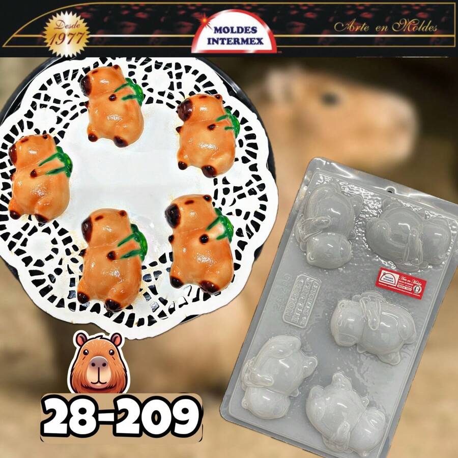 5-Cavity Capybara Mold. 28-209 Ideal Mold For Making And Working With Gelatin, Gummies, Soap, Candles, Resin, Plaster, Cement, Clay, Among Many Others. - 白色 - 查看 1