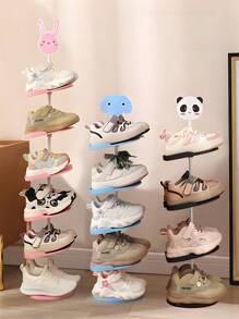 1 件 4/5 层可爱迷你鞋架，多层鞋子收纳架，可调节设计，易于组装，节省空间的鞋子收纳架，适用于宿舍、卧室、壁橱、入口、浴室 - 彩色 - 查看 2