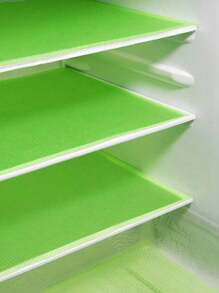 4 件装防水冰箱内衬，矩形防潮垫，可洗冰箱垫，家用小雏菊和柠檬图案餐垫（绿色）适用于学校、办公室、家庭，