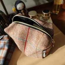 Bolsa de cosméticos de lana a cuadros, bolsa de almacenamiento portátil multifuncional, pequeña bolsa de aseo tridimensional portátil y fresca HVJW - Ola - Ver 9