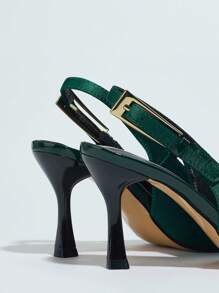 Fall/Winter Women's Pointed Toe High Heel Slip-On Pumps With Buckle Strap, For Commuting And Daily Wear,Elegant,Kitten Heels,Party