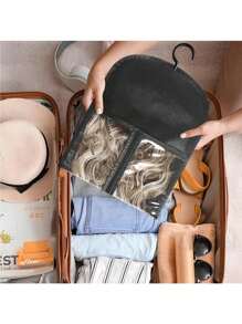 2 件假发衣架接发架假发收纳袋可装多个假发带衣架假发架防尘接发收纳带钩接发、假发及配件（黑色）热粉色紫色 - 彩色 - 查看 3