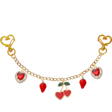 10.6 Inch/27cm Red Hearts Strawberry Cherry Purse Bag Chain Charm Bag Decoration Chain Pendant Decorative Bag Chain Charms Accessories For Women Shoulder Crossbody Bag Underarm Bag Y2K Accessories Summer - Red - View 2