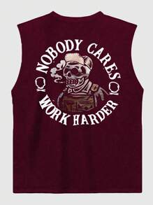 Men's Casual Letter & Skull Print Sleeveless Tank Top