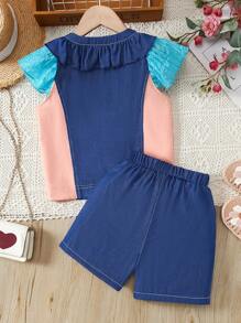 Ensemble de style estival pour filles, patchwork, respirant