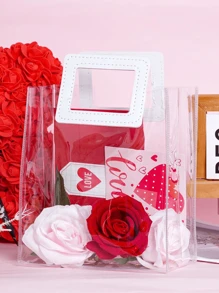 1/5 件加厚透明 PVC 情人节礼品袋，带手柄，加固婚礼圣诞节/母亲节礼物纪念品手提袋，婚礼回礼糖果盒手提袋，午餐袋，婚礼装饰伴娘纪念品花束礼品袋，万圣节、圣诞节礼品袋