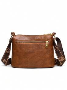 Women's Soft Leather Crossbody Bag, Middle-Aged Shoulder Bag, New Spring/Autumn Style - Brown - View 8