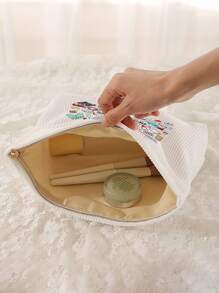 Bolso de maquillaje ligero de pana multifuncional - Bolso con cremallera para almacenar suministros médicos y artículos de aseo, almacenamiento de belleza sin perfume