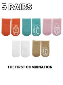 5 par wielokolorowych skarpetek antypoślizgowych dla niemowląt i dzieci, miękkie, kropkowane, gumowe skarpetki dla maluchów, odpowiednie do noszenia w pomieszczeniach i na co dzień