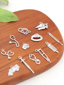 20pcs/50pcs Mixed Random Hospital Doctor Nurse Emergency Vehicle Theme Pendant Antique Silver Color Alloy Charm Set - Zinc Alloy Pendant, For DIY Jewelry, Necklace, Earrings And Bracelet