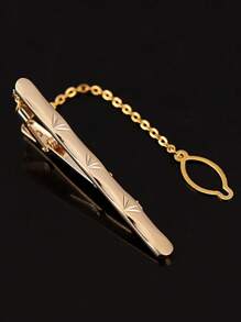 1 件男士个性化金色领带夹，正式婚礼 - 金色 - 查看 2