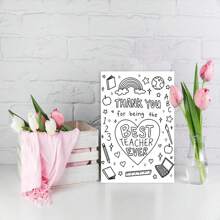 1pc Color Me Thank You Card For Best Teacher Ever With Envelope, 6.29" X 4.33", Creative Teacher Appreciation Greeting Card Versatile Greeting For Birthdays, Anniversaries, Congratulations - Appreciation Card For Teachers From Students - Multicolor - View 11