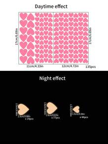 77pcs/58pcs Heart-Shaped Luminous Stickers For Bedroom, Home Decoration, Self-Adhesive Fluorescent Pink,Stickers,Wall Decal, Vinyl Decal For Home Decorations,Spring Decoration Items Refresh Your Home,Rama Decoration Stickers Gifts Birthday Graduation