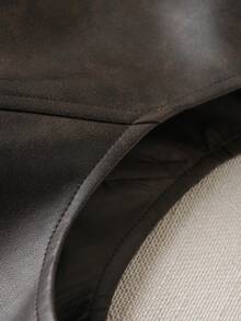 女式 V 领无袖背心，带纽扣细节 - 时尚百搭，幻觉口袋，优质面料 - 为您的衣柜增添时尚气息 - 咖啡棕 - 查看 5