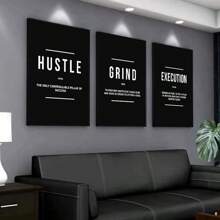 Juego de 3 Carteles con citas inspiradoras en blanco y negro sin marco, decoración mural elevadora, arte de pared de lienzo resistente al agua, pintura mural como regalo, póster motivacional para dormitorio, sala de estar, oficina, comedor, gimnasio, hogar y decoración de dormitorio