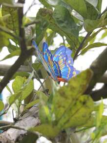 10/20pcs 8CM Double-Layer Butterfly Outdoor Garden Wooden Pegs Decoration, Random 3D Colorful Realistic Butterfly - Multicolor - View 10