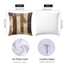 4pcs Coffee Geometric Painting Design Decorative Throw Pillow Covers, Skin-Friendly Peach Velvet Fabric, One-Sided Printed 45*45CM, Suitable For Home, Bedroom, Living Room, Sofa, Gift