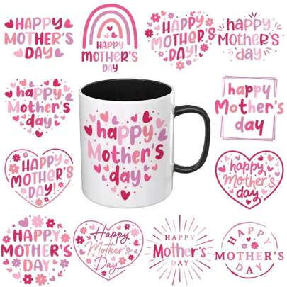 12pcs UV DTF Transfer Paper - Mother's Day Theme Patterns, Suitable For Mugs, Fridges, Water Bottles - Waterproof And Easy To Use, DIY Friendly - Vivid 3D Effect, No Heat Pressing Required