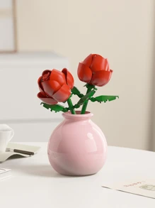 1pc/846pcs Artificial Everlasting Flowers Succulent Plants Handmade Flower Bouquets DIY Lily/Chrysanthemum/Rose/Hibiscus/Peony/Sunflower/Tulip/Gardenia 3D Puzzle Assembly Building Blocks Model Home Decor Desktop Ornaments, Mother's Day/Birthday Gift