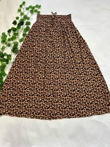 Steve Store Women's Fashion Viscose Fabric Skirt With Lining, Has Pocket And Slit On The Sides - Leopardo 02 - View 1