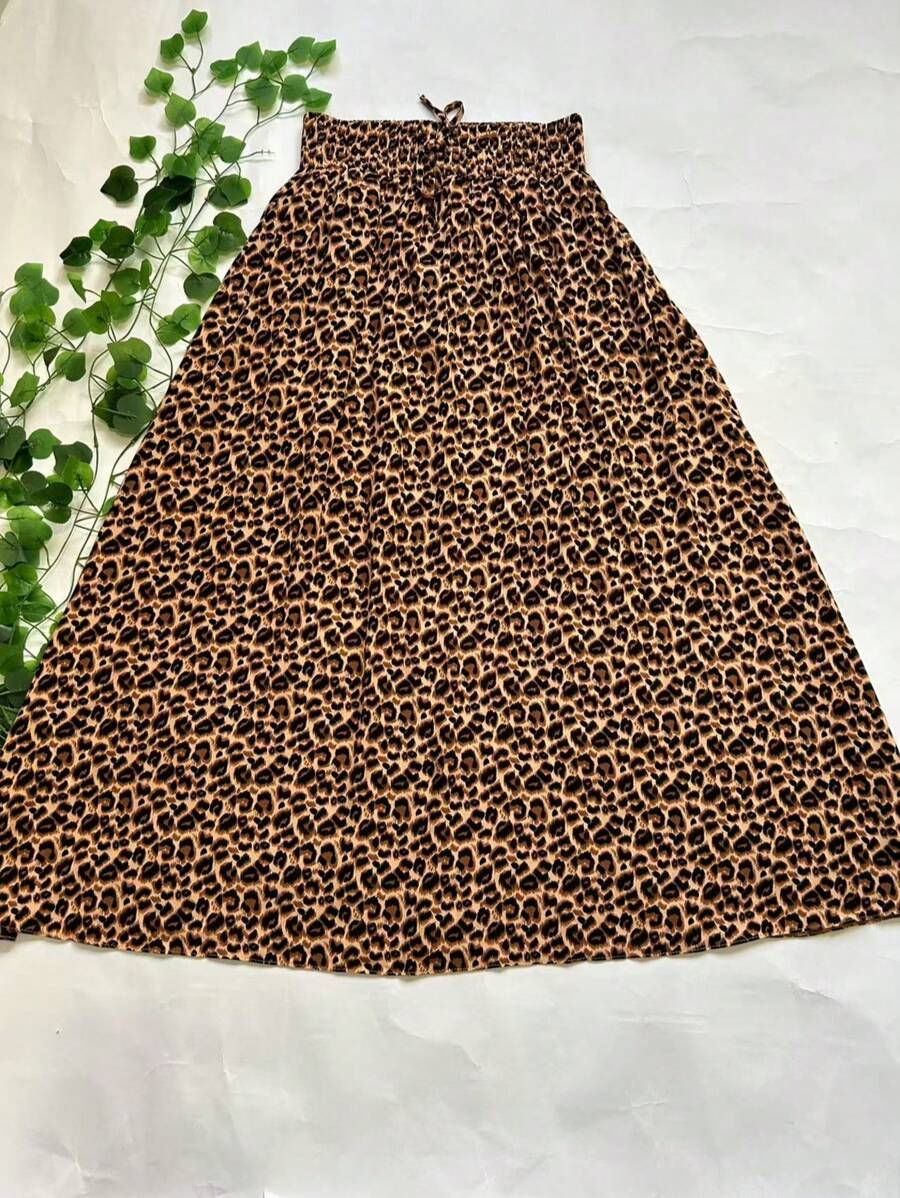 Steve Store Women's Fashion Viscose Fabric Skirt With Lining, Has Pocket And Slit On The Sides - Leopardo 02 - View 1