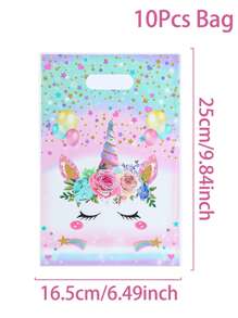 10/25/50pcs Rainbow Unicorn Birthday Party Gift Packing Bags With Handle Pink Unicorn Printed Thank You Plastic Gift Bags, Unicorn Theme Babe Shower Birthday Party Wrapping Supplies, Rainbow Unicorn Pattern Small Shopping Bags, Birthday Party Table Decorations, Birthday Party Diy Gift Pouches, Diy Baking Kitchen Packging Bags, Unicorn Theme Party Favors - Rainbow Unicorn - View 4
