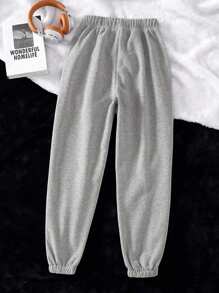 2 Piezas Pantalones Deportivos Con Estampado De Letra De Dibujos Animados De Cintura Con CordóN - Gris - Ver 2