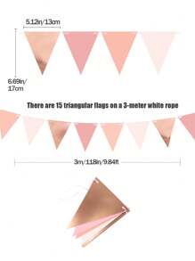 3m/9.84ft Rose Gold Party Decorations Dusty Blush Pink Pennant Banner Paper Triangle Flag Bunting Garland Streamers For Wedding Birthday Anniversary Bridal B*By Shower Home Outdoor Garden Decorations