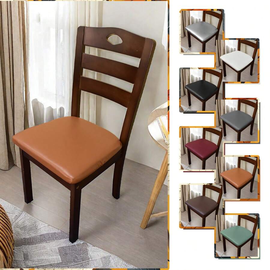 1/4/6 buc. Husă de pernă pentru scaun pătrată din piele PU impermeabilă, potrivită pentru sufragerie, bucătărie, canapea - detașabilă și lavabilă