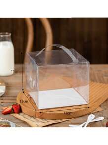 10 件/套手持透明生日蛋糕礼品盒蛋糕烘焙透明塑料纸杯蛋糕盒适用于婚礼派对 - 無色 - 查看 11