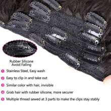 Extensiones de cabello con clip - 140G de cabello sintético marrón oscuro Extensiones de cabello con clip Extensiones de cabello rizado Jerry para extensiones Postizos (1B# 24 Pulgadas)(Paquete de 7) - Negro - Ver 4