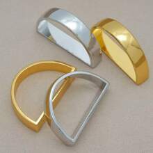 10pcs/Pack Party & Wedding Metallic D-Shape Napkin Rings, Simple & Polished Metal Napkin Holders For Hotel Decoration - Multicolor - View 5