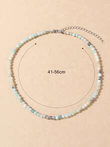 1 件优雅天然石串珠项链，适合女性日常、派对、度假穿着 - 天然石颜色、尺寸和形状略有变化属于正常现象