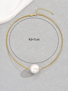 1 件女士婚礼季节大珍珠吊坠项链 - 彩色 - 查看 4