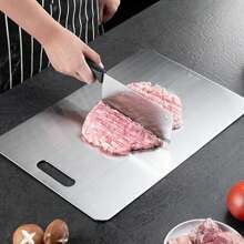 1pc Stainless Steel Cutting Board - Double-Sided Rust-Resistant Easy-To-Clean Multifunctional Kitchen Essential - Preserve Original Flavors And Textures Perfect For Home Kitchen Cooking And Professional Chefs Meat Fruit & Vegetable - Multicolor - View 9