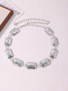 1pc Women's Turquoise Bohemian Metal Waist Chain - 2 Turquoise Waist Necklace - View 3