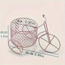 1pc Iron Bicycle Design Makeup Brush Organizer - Decorative Glass Basket Holder For Cosmetic Tools, Unscented Wedding Favor Candy Packaging Decor