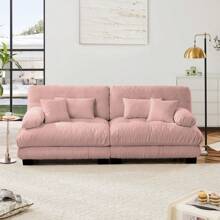 Cloud Couch 2 Seater Sofa For Living Room Chenille 2 - Seat Sofa With 2 Lumbar Pillows And 2 Throw Pillows Chenille Pink