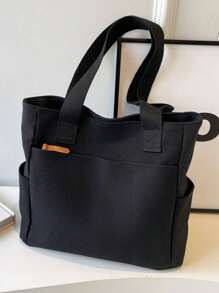 Túi tote màu trơn cổ điển dành cho nữ, Túi đeo vai Hobo nhiều ngăn thời trang, Túi đựng đồ du lịch dưới cánh tay dung tích lớn, Túi xách thông thường đi lại và đi chơi, Túi Messenger mua sắm hình vuông di động để sử dụng hàng ngày - Màu be - Xem 12