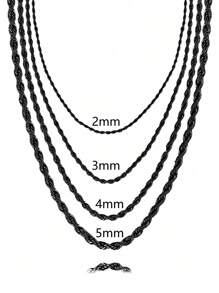 Collar de acero inoxidable con baño de vacío de diseño con giro, cadena cubana de estilo hip hop, en color dorado, plateado y negro, de 2mm, 3mm, 4mm y 5mm, adecuado para el uso diario de los hombres, regalo de fiesta, regalo de Pascua, accesorio de joyería popular para combinar con atuendos diarios, regalo para fiestas, bodas, celebraciones, estilo punk, formal, trajes de oficina, regalo de Pascua, adecuado para celebraciones, bodas y accesorios casuales